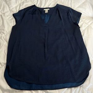 H&M Deep Blue Short Sleeve Blouse Size 12